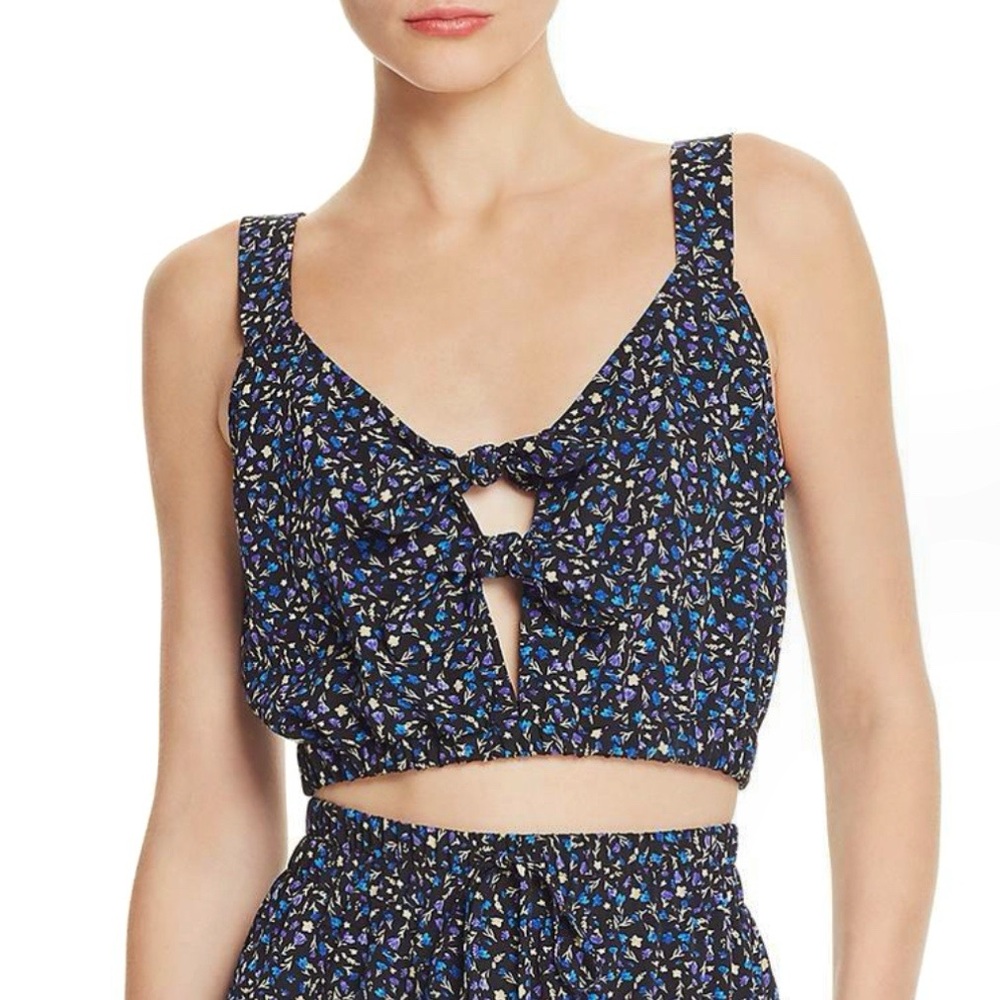 Sage the Label Women's Blue Floral Cropped Tank Top Waiting For You Size Large